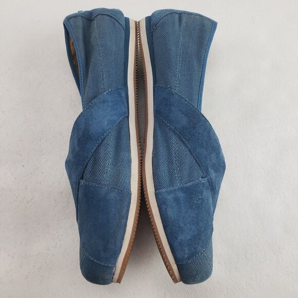 Mozo Sport Suede Canvas Flat Womens 10.5 Blue Slip On Comfort Non Slip Shoe - Picture 6 of 11